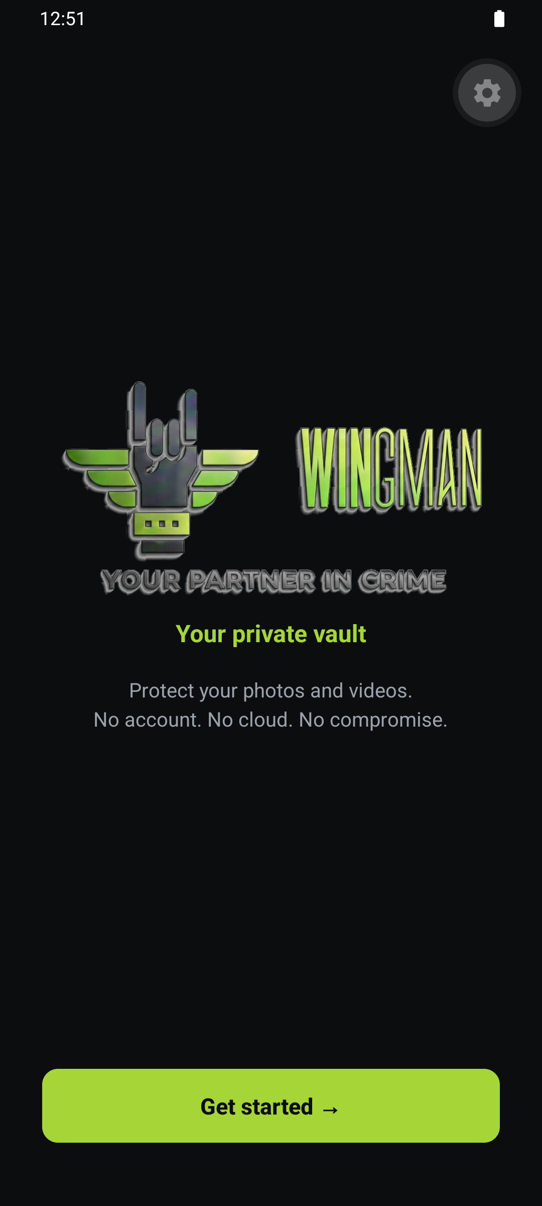 Wingman settings screen